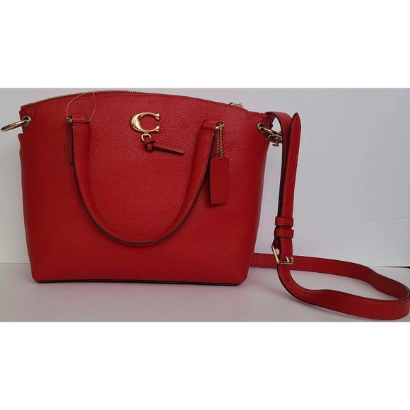 COACH REMI SATCHEL Medium Handmade Electric Red Leather Purse NWT - Picture 1 of 13